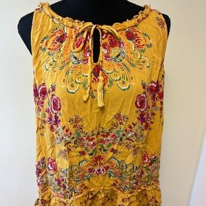 Yellow Floral Top, String Top, Shift Top